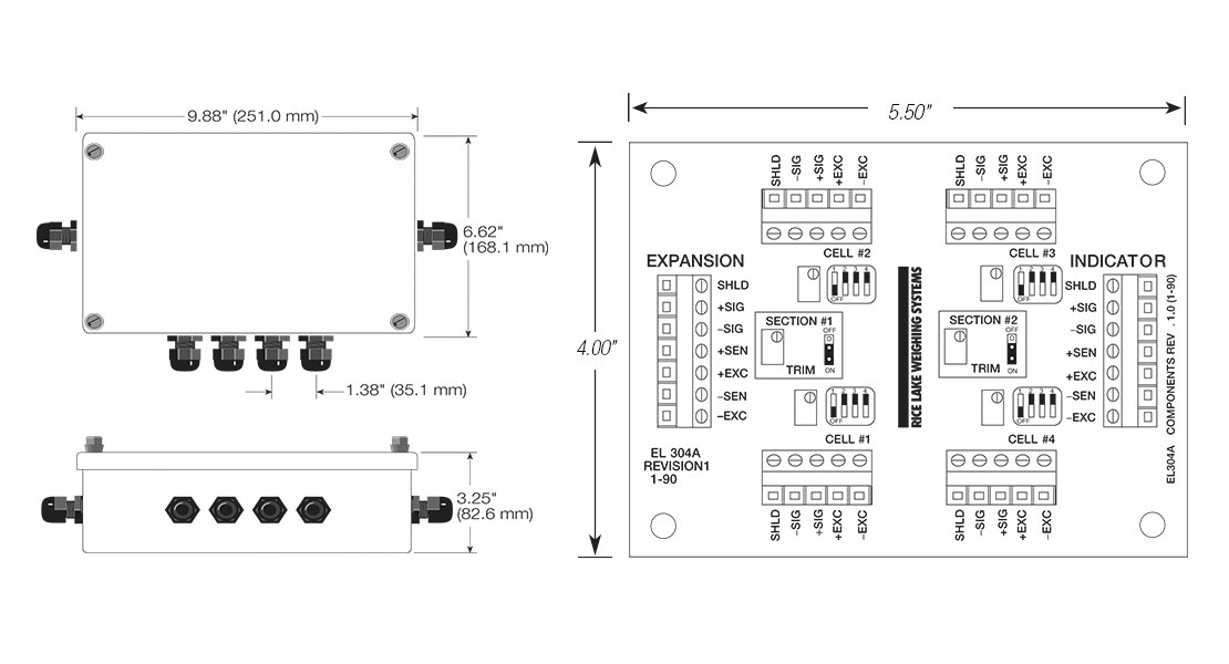 EL304A Signal Trim Junction Box Dimensions