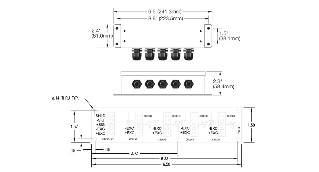EL504 Signal Trim Junction Box Dimensions