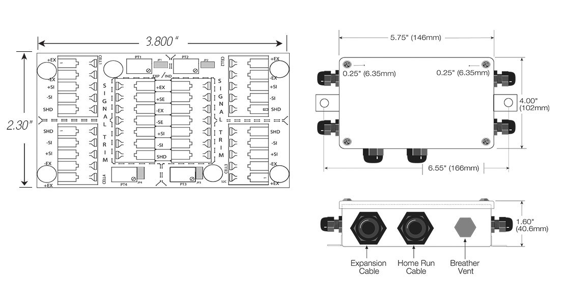 JB4SS TuffSeal Signal Trim Junction Box Dimensions