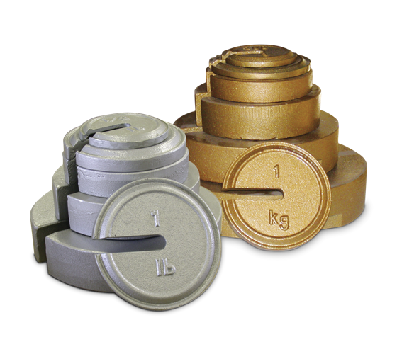 RICE LAKE Cast Iron Calibration Weights - Slotted Interlocking and Hanger Weights