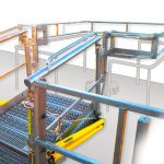 A 3-D rendering of a gangway.