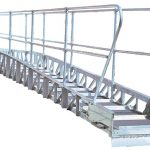 A marine bowed truss gangway.