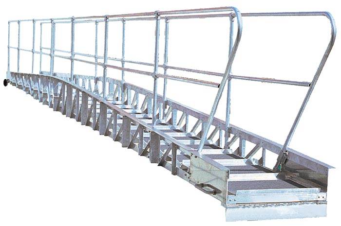 A marine bowed truss gangway.
