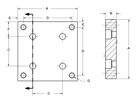 RL9000TWM Series Optional Top Plate Dimensions specification diagram
